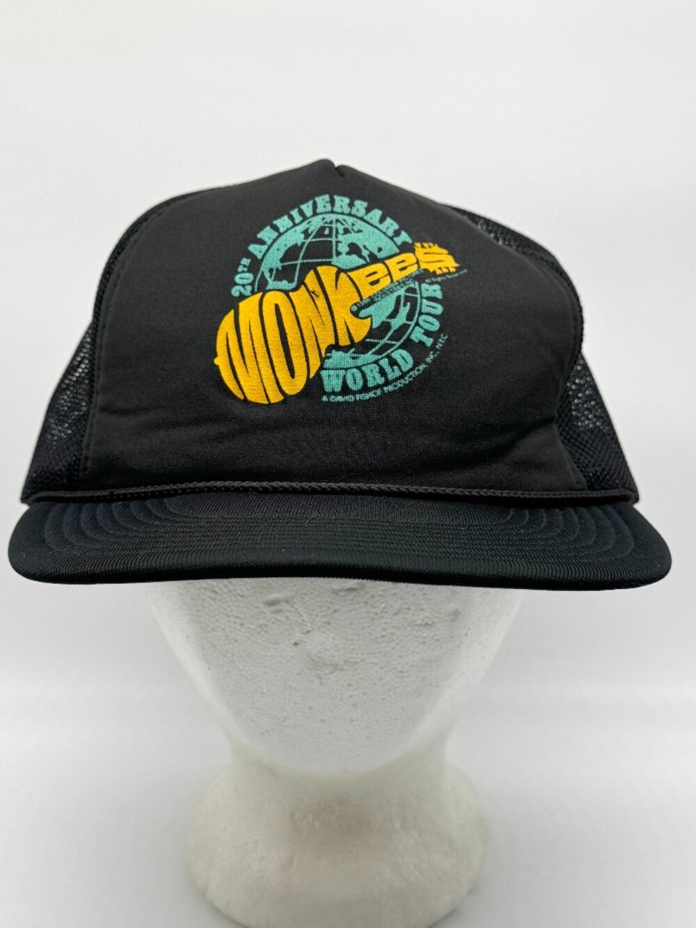 Vintage Monkees Band Tour Snapback Mesh Trucker Hat 80s 20th Anniversary Black
